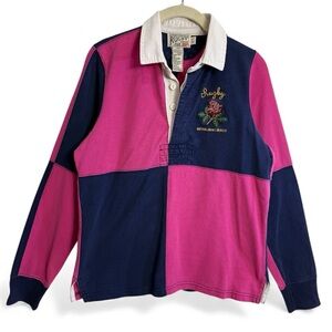 Rugby Ralph Lauren Rose Embroidered Polo, Size LARGE‎